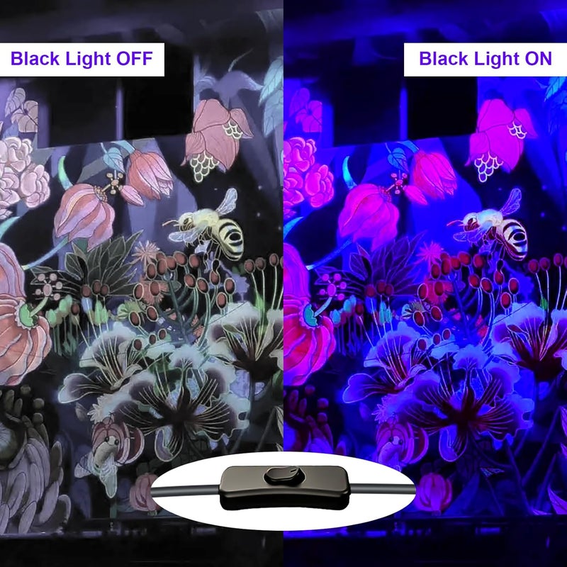 Indmird 2 Pack 300W Black Lights, Blacklight Flood Light with Plug and Switch,for Glow Party, Black Light Party, Halloween, Body Paint, Neon Glow, Fluorescent Poster, Stage Lighting - Image 5